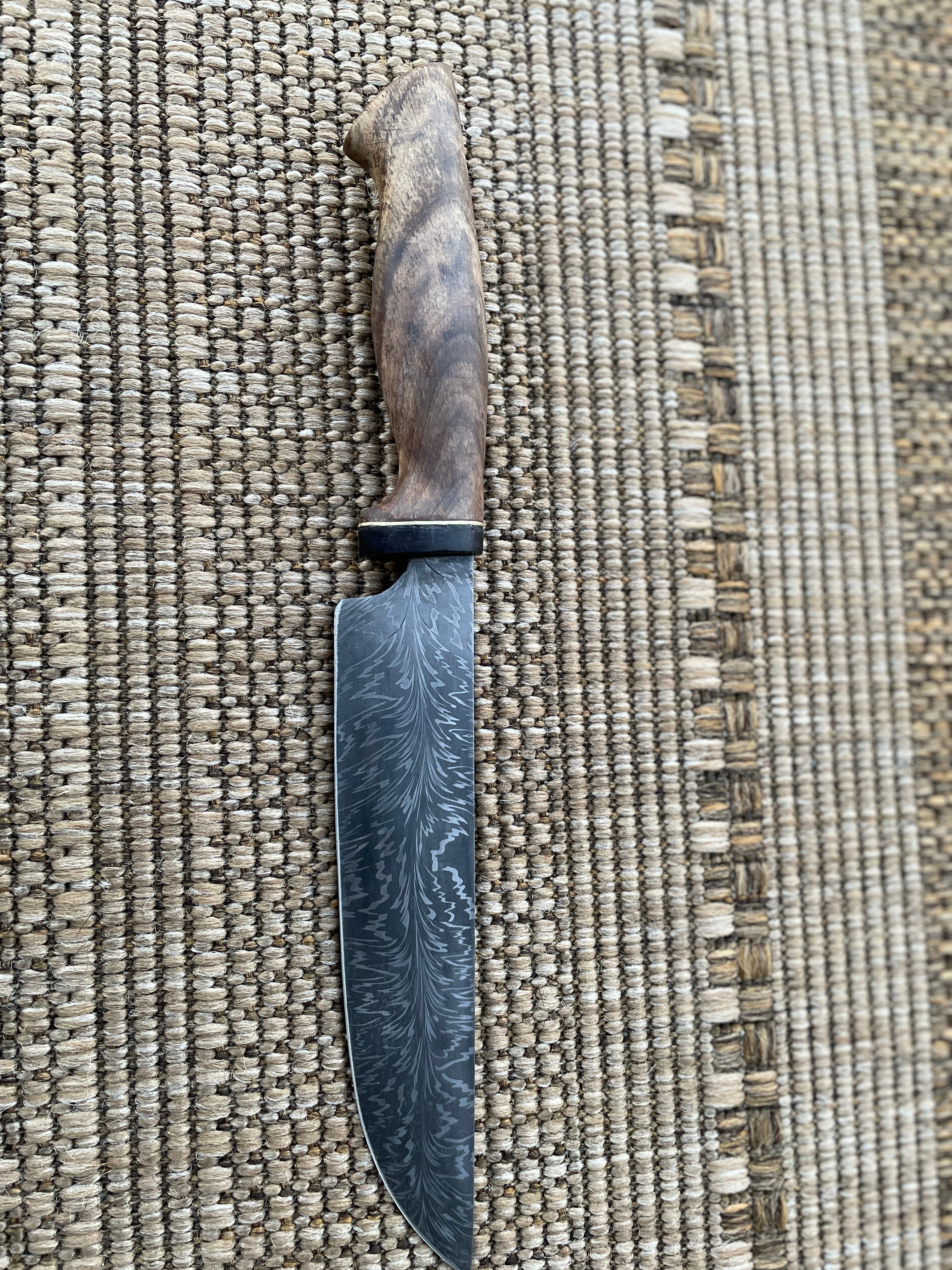 Premium Feather Damascus Camp Knife