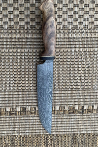 Premium Feather Damascus Camp Knife